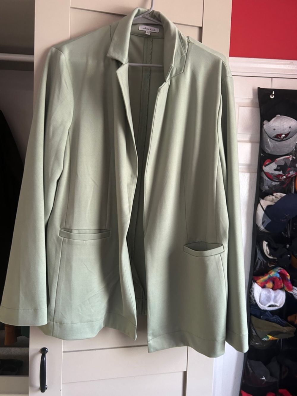 white birch Mint Green Open Front Jacket